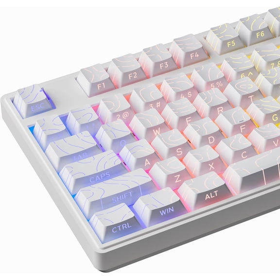 EFFFERTWQL-87 Pbt Keycaps, Anime Keycap Set, MXD Technology (Anti-Sink, Anti-Scratch, Anti-Fade), Suitable for All Mechanical Keyboards, 5A E-Sport Recommended Style, Best Choice for Work/Gaming