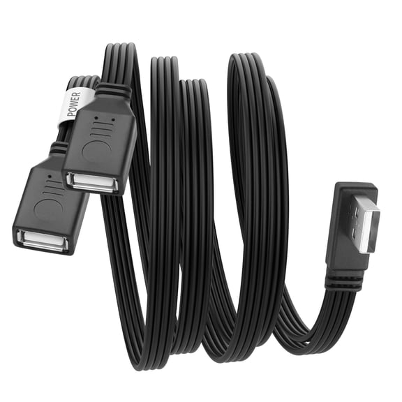 EFFFERTWQL-90 Degree USB Splitter Cable,USB 2.0 A Male to Double Female Adapter Y-Flat Data Extension Cable Dual USB Power Hub for Charging/Data Transfer0.5M/1.6FT (Left Angle)