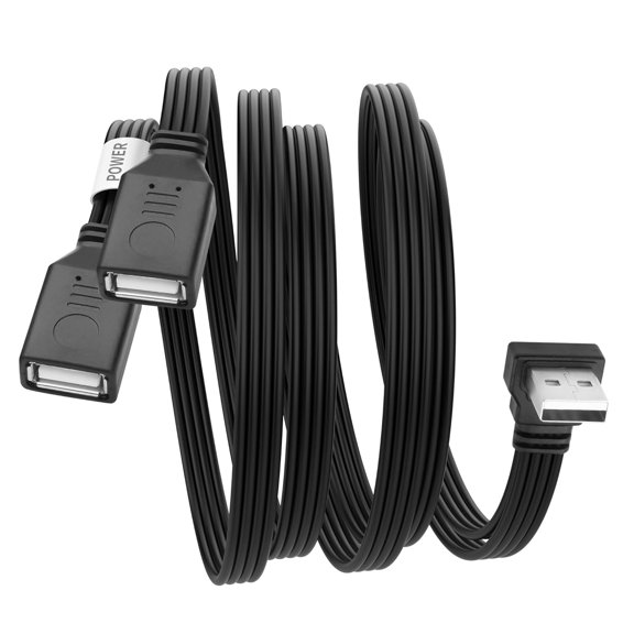 EFFFERTWQL-90 Degree USB Splitter Cable,USB 2.0 A Male to Double Female Adapter Y-Flat Data Extension Cable Dual USB Power Hub for Charging/Data Transfer0.5M/1.6FT (Up Angle)