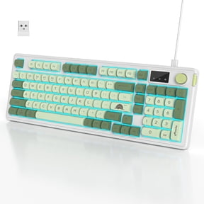 EFFFERTWQL-96% Wireless Keyboard with Number Pad and Knob,3-Modes Wired/Bluetooth 5.0/2.4G 98 Keys ABS Ball Caps RGB Quiet Mechanical Feel Membrane Gaming Keyboard for Win/MacMatcha
