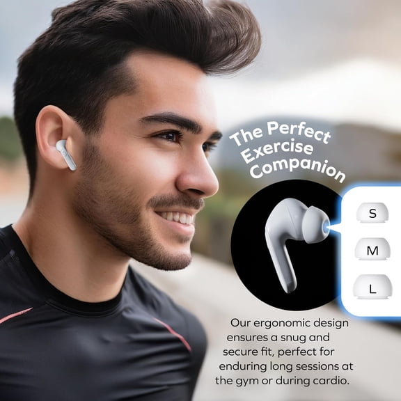 EFFFERTWQL-Active Noise Cancelling Wireless Earbuds Charging Case Included, 30db Noise Canceling, IPX7 Waterproof, Transparency Mode, Smart App with Location Tracking, Customizable EQ (White)