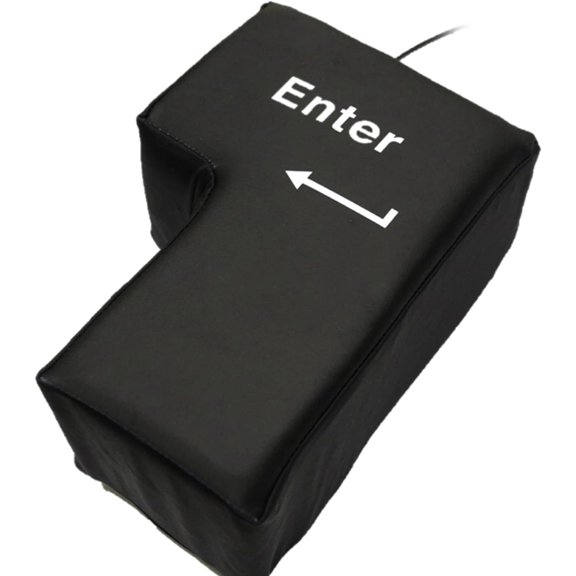 EFFFERTWQL-Anti-Stress Computer Huge Enter Key Big USB Keyboard Vent Button Pillow Desktop Stress Reliever Cushion, 15x21x10cm, Black