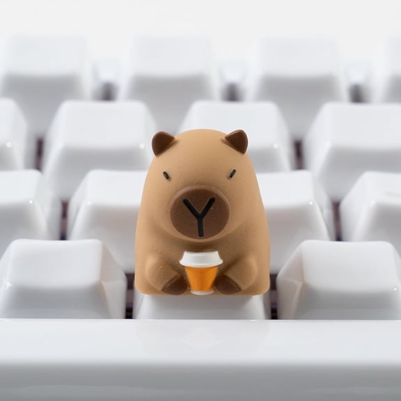 EFFFERTWQL-Artisan Keycap Cute Capybara Coffee Resin Keycaps 1U ESC Custom Handmade Keycap Replacement for Mechanical Keyboard