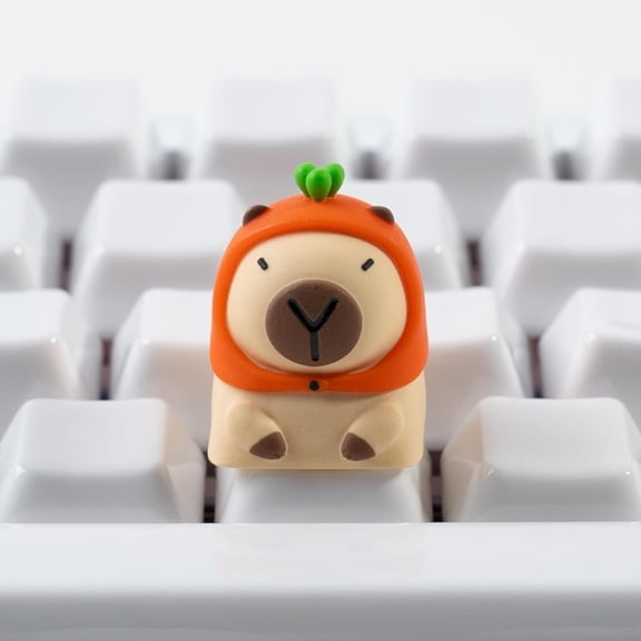 EFFFERTWQL-Artisan Keycaps Cute Capybara Carrot Hat Resin Keycaps 1U ESC Custom Handmade Keycap Replacement for Mechanical Keyboard