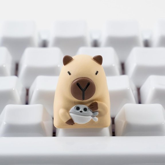 EFFFERTWQL-Artisan Keycaps Cute Capybara Fish Resin Keycaps 1U ESC Custom Handmade Keycap Replacement for Mechanical Keyboard