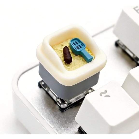 EFFFERTWQL-Artisan Keycaps, Cute Cat Custom Cover Caps for MX Mechanical Keyboard, Resin Handmade 1U Replacement for Esc Del Arrow Key (Litter Box)