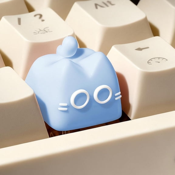 EFFFERTWQL-Artisan Keycaps, Cute Cat Custom Key Caps for MX Mechanical Keyboard, Resin Handmade 1U Replacement for Esc Arrow Keys (Blue cat)