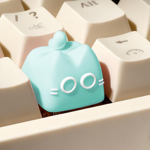 EFFFERTWQL-Artisan Keycaps, Cute Cat Custom Key Caps for MX Mechanical Keyboard, Resin Handmade 1U Replacement for Esc Arrow Keys (Green cat)