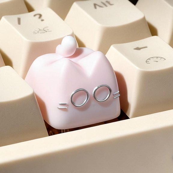 EFFFERTWQL-Artisan Keycaps, Cute Cat Custom Key Caps for MX Mechanical Keyboard, Resin Handmade 1U Replacement for Esc Arrow Keys (Pink cat)
