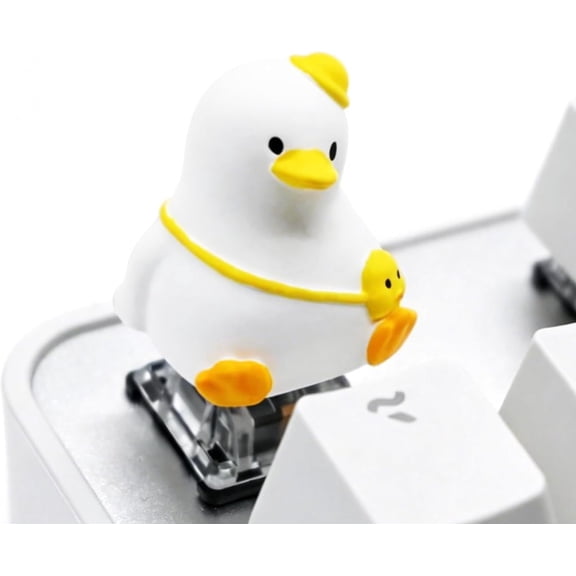 EFFFERTWQL-Artisan Keycaps, Cute Duck Custom Cover Caps for MX Mechanical Keyboard, Resin Handmade 1U Replacement for Esc Del Arrow Key (White)