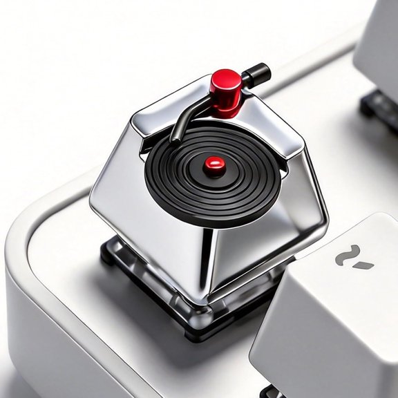 EFFFERTWQL-Artisan Keycaps, Vinyl Record Player Custom Cover Caps for MX Mechanical Keyboard, Movable Turntable Tonearm Records Resin Handmade 1U Replacement for Esc Del Arrow Key (Silver and Black)