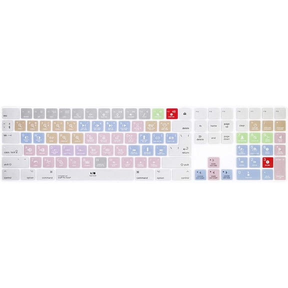 EFFFERTWQL-Avid Pro Tools Shortcuts Ultra Thin Silicone Full Size Wireless Numeric Keyboard Cover Skin for Mac 2017 Magic Keyboard with Numeric Keypad MQ052LL/A A1843 US and European Layout
