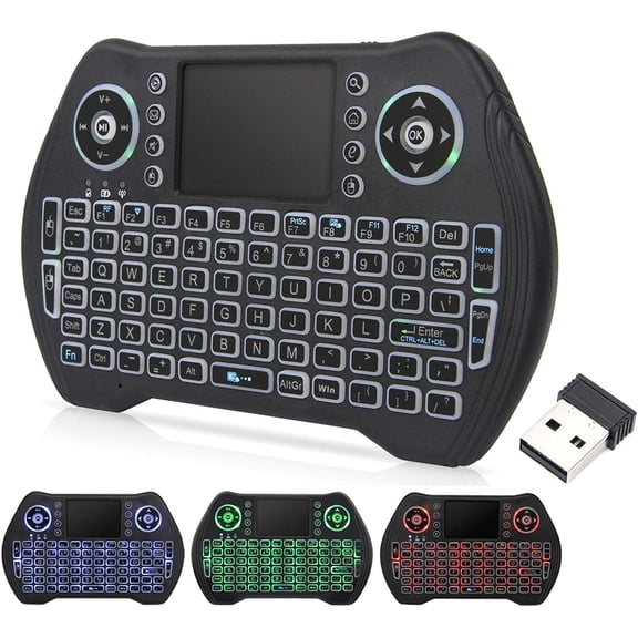 EFFFERTWQL-Backlit Mini Keyboard,2.4GHz Wireless Mini Keyboard with Touchpad Mouse Handheld Remote Control for PC, Raspberry Pi 2, Pad, Smart TV, Android TV Box