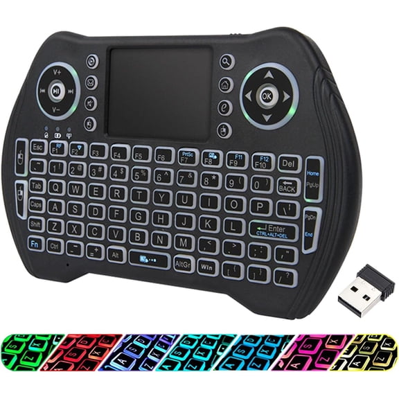 EFFFERTWQL-Backlit Mini Wireless Keyboard Touchpad Mouse Combo with Rechargable Li-ion Battery Multi-Media Keys, Handheld Keyboard for Android TV Box, Smart TV, X-Box, PC, Android Windows Linux MacOS