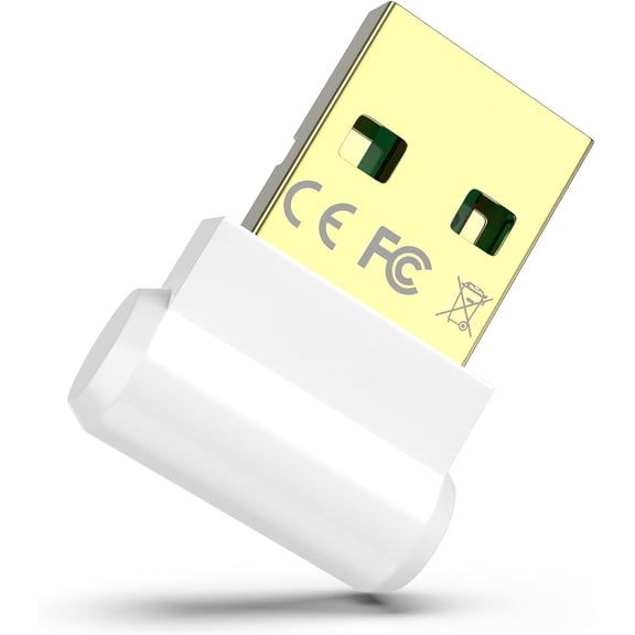 EFFFERTWQL-Bluetooth Adapter for Desktop PC, Plug & Play 5.3 USB Mini EDR Dongle Receiver & Transmitter for Laptop Computer Compatible with Headphones Keyboard Mouse Only Windows 11/10/8.1 (White)