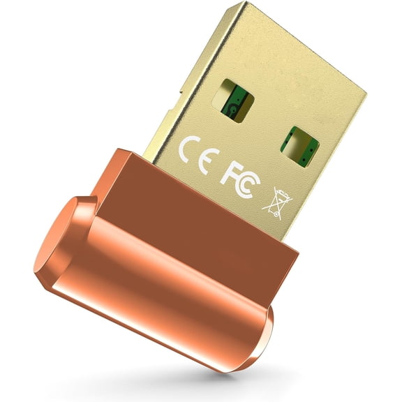 EFFFERTWQL-Bluetooth Adapter for Desktop PC, Plug & Play 5.3 USB Mini EDR Dongle Receiver & Transmitter for Laptop Computer Compatible with Headphones Keyboard Mouse Only Windows 11/10/8.1 (Orange)