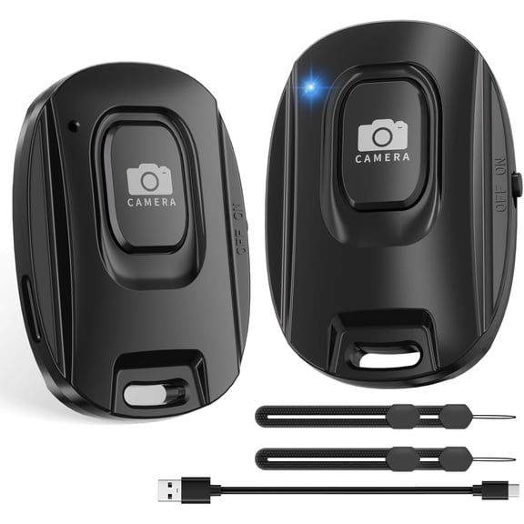 EFFFERTWQL-Bluetooth Camera Remote Shutter for iPhone and Android Smartphones, Rechargeable Wireless Phone Remote Control,Selfie Button for Photos and Videos, Charging Cable Included (2 Pack)