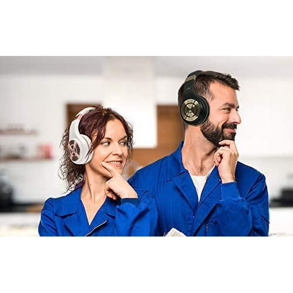 EFFFERTWQL-Bluetooth Headphones, Wireless Headphones Over Ear, Wireless Headset with Microphone, Black with Gold Accents, Comfortable Design HP5500G