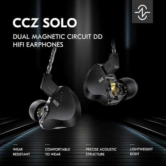 EFFFERTWQL-CCZ Solo Silver in Ear Monitor Wired IEM Headphone, DC02 Dual Magnetic Circuit DD HiFi Earphones, Professional HiFi Earphone, Stereo Sound Earbuds, with MIC
