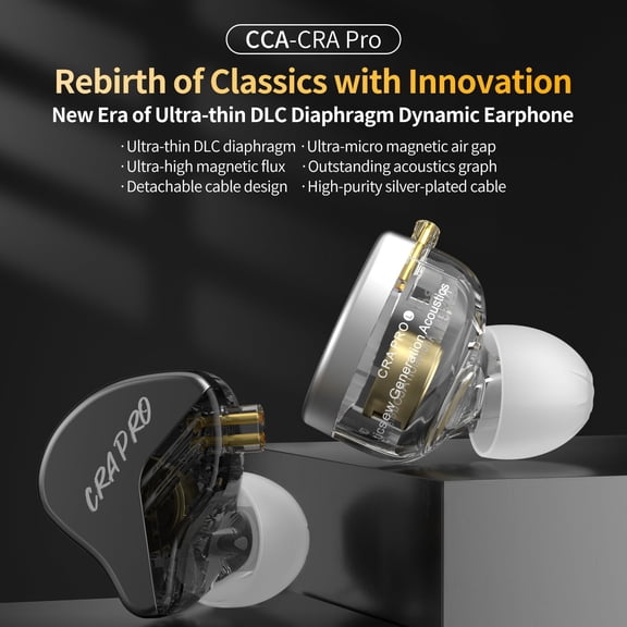 EFFFERTWQL-CRA PRO in Ear Monitor Headphones, Ultra-Thin DLC Diaphragm Dynamic Driver Gaming Earbuds, Clear Sound & Deep Bass, IEMS for Singer Musicians Drummers DJ