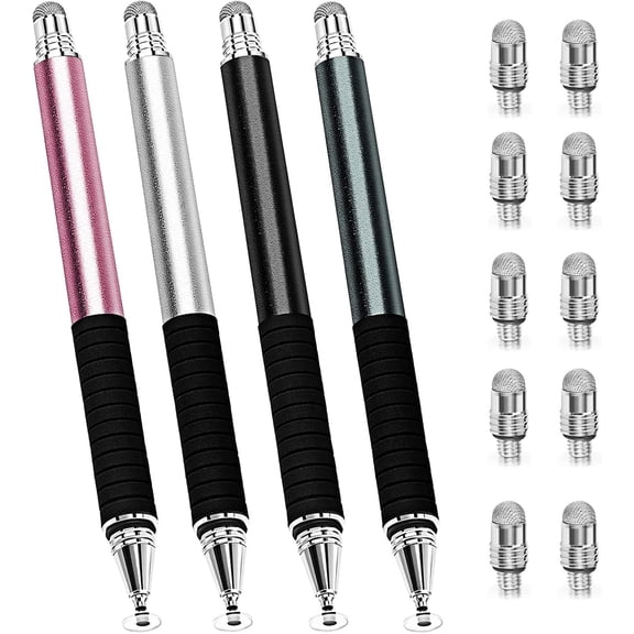 EFFFERTWQL-Capacitive Stylus Pen (4 Pack) with 10 pcs mesh fiber replacement tips