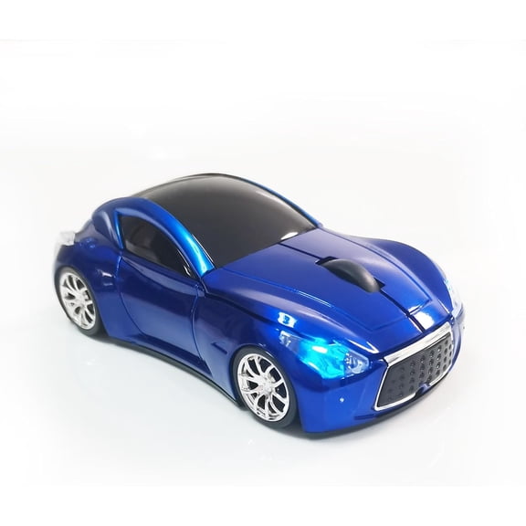 EFFFERTWQL-Car Mouse for Computer, Wireless Car Shaped Mice for Laptop, PC, Mini Cute Mouse with 2.4Ghz USB Receiver, 3D, 1600DPI, Silent Clicks, LED Headlights (Blue)