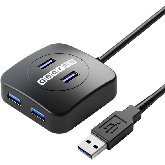 EFFFERTWQL-Compact 4 Port USB-A Hub - Travel Ready with 5Gbps Speed for Laptop, Flash Drive, Keyboard, Mouse, Peripherals - PC & Mac Ready