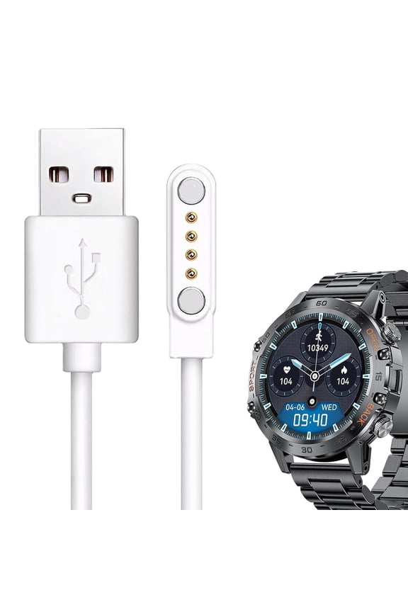 -Compatible with K52 Smartwatch Charger, 100cm Magnetic USB Charging Cable Replacement Charger Cable Compatible with LIGE K52/SUNKTA K52/Linwear K52/EIGIIS K52 Smart Watch (White)