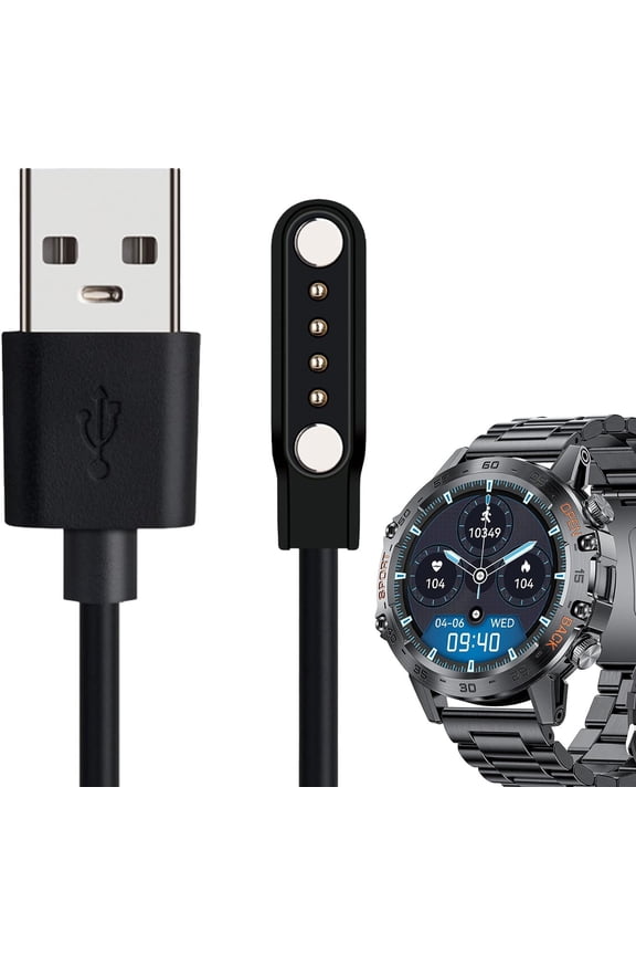-Compatible with K52 Smartwatch Charger, 100cm Magnetic USB Charging Cable Replacement Charger Cable Compatible with LIGE K52/SUNKTA K52/Linwear K52/EIGIIS K52 Smart Watch (Black)