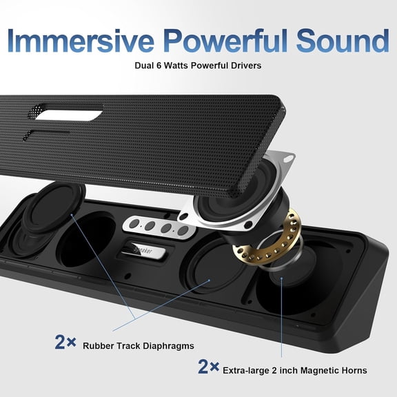 EFFFERTWQL-Computer Speakers for Desktop Laptop Tablet, Wired USB Mini Sound Bar Speaker with Stereo Sound, Vibrating Diaphragms, Flowing LED, Plug-n-Play PC Speakers Computer Sound Bar, Bluetooth &