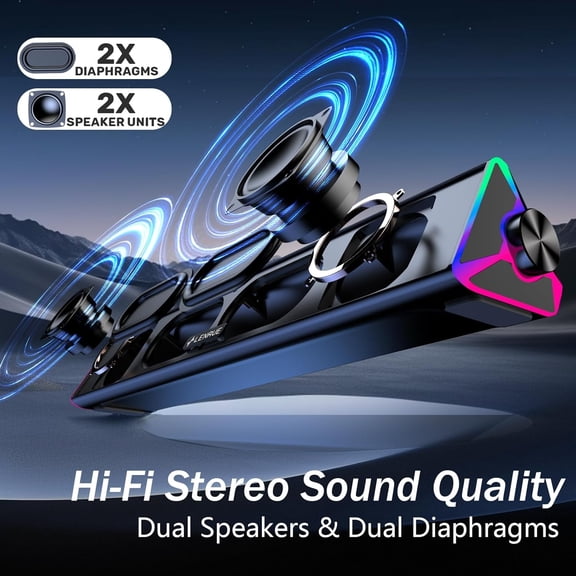 EFFFERTWQL-Computer Speakers for Desktop,PC Speakers with Single USB for Power and Stereo Sound,Touch Lights Gaming Speakers Sound bar for Desktop PC Laptop(USB-C Adapter Included)