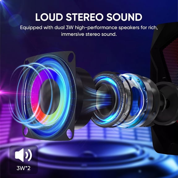 EFFFERTWQL-Computer Speakers for Desktop, USB-Powered 2.0 Stereo PC Speakers with Volume Control & RGB LED Lights, 3.5mm Aux Input Mini Speakers for Laptop Monitor