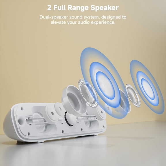 EFFFERTWQL-Computer Speakers for Desktop, USB Powered Bluetooth PC Speaker with Led Light, 3.5mm Aux Soundbar with Rotary Volume Control Button for Laptop Monitor White