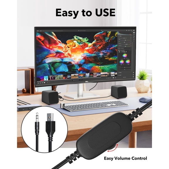 EFFFERTWQL-Computer Speakers for Desktop PC,Desktop Speakers,Small Computer Speakers USB Powered 3.5mm Aux Speaker