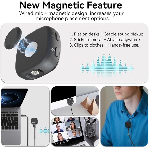 EFFFERTWQL-Conference USB Microphone No Speaker, Desktop Computer Mic, Noise Canceling, Mute Button & LED Indicator, Plug & Play for Video Conference, Gaming, Online Class, Compatible with Windows &