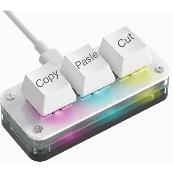 EFFFERTWQL-Copy Keyboard, Cut Copy Paste Keypad, One Handed Macro Keypad, Programmable Mechanical Keyboard for Working and Gaming, Shortcut Keyboard for PC, MAC, Laptop (White)
