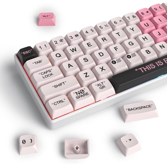 EFFFERTWQL-Cute PBT XDA Keycaps 144 Keys Pink Heart Custom Keycaps 75 Percent Keyboard Keys Caps with keycap Puller for Mechanical Keyboards Pink Plastic
