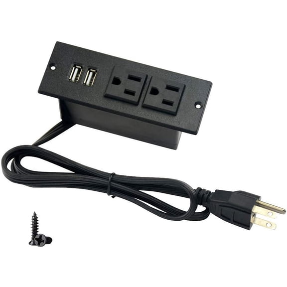 EFFFERTWQL-Desktop Power Strip with 2 Outlets 2 USB 2.1A Insert Mounting Built in Desk Table Sofa Cabinet Nightstand