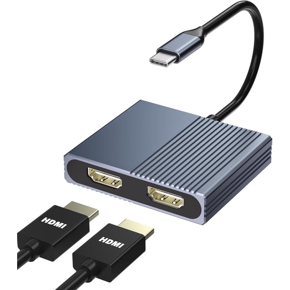 EFFFERTWQL-Docking Station Dual Monitor, USB C Docking Station, HDMI Splitter Extended Display, 4K Dual HDMI Adapter for 2 Monitors, Dual Monitor Adapter, USB Type-C Hub for Dell/HP/Lenovo/Mac Laptop