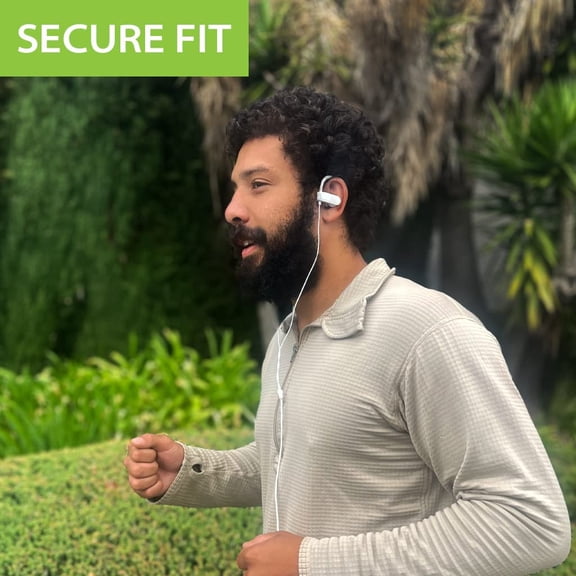 EFFFERTWQL-E171 - AUX 3.5mm Wired Earbuds with Microphone & in-Line Volume Control, Compatible with Traditional 3.5mm AUX Phones Corded Headphones with Ear Hook for Running & Sports, White
