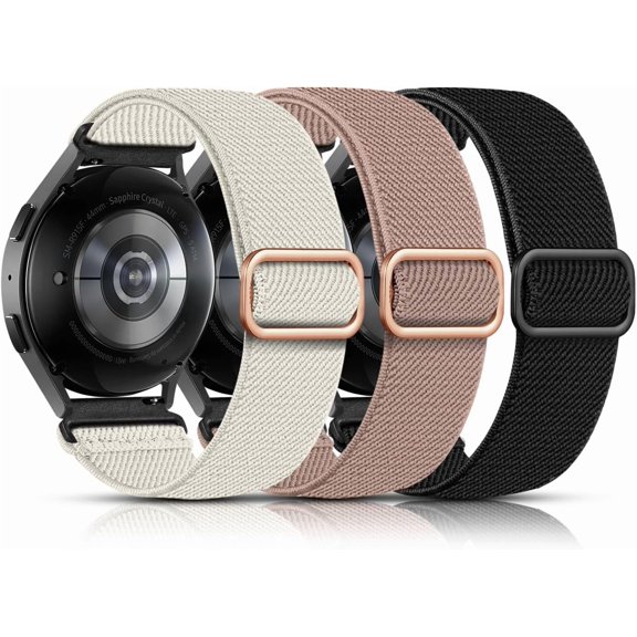 EFFFERTWQL-Elastic Bands Compatible with Samsung Galaxy Watch 8 7 6 5 4 40mm 44mm/Galaxy Watch 8 Classic 6 4 Classic 43mm 47mm 42mm 46mm/5 Pro Band 45mm/Active 2,3 Pack 20mm Adjustable Nylon Sport Ba