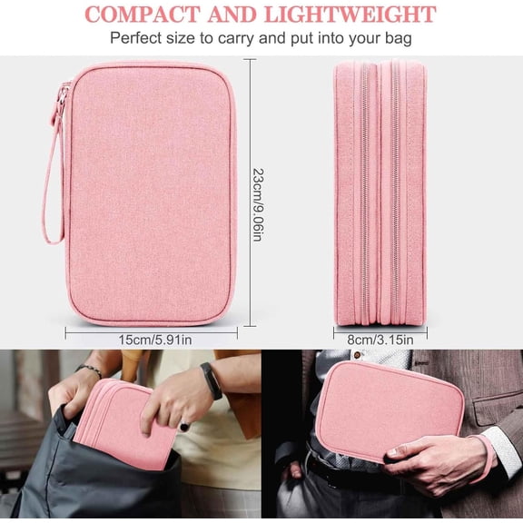 EFFFERTWQL-Electronic Organizer, Large Travel Cable Organizer Bag Pouch Electronic Accessories Carry Case Portable Waterproof Double Layers All-in-One Storage Bag for Cable, Cord, Charger, Phone, Pin