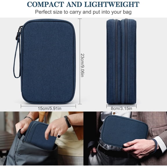 EFFFERTWQL-Electronic Organizer, Large Travel Cable Organizer Bag Pouch Electronic Accessories Carry Case Portable Waterproof Double Layers All-in-One Storage Bag for Cable, Cord, Charger, Phone, Nav