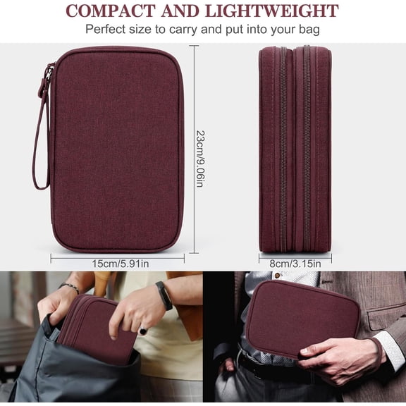 EFFFERTWQL-Electronic Organizer, Large Travel Cable Organizer Bag Pouch Electronic Accessories Carry Case Portable Waterproof Double Layers All-in-One Storage Bag for Cable, Cord, Charger, Phone, Win