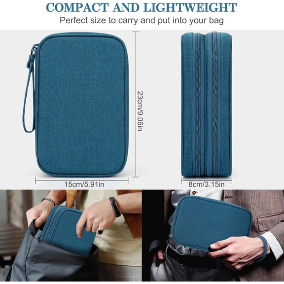 EFFFERTWQL-Electronic Organizer, Large Travel Cable Organizer Bag Pouch Electronic Accessories Carry Case Portable Waterproof Double Layers All-in-One Storage Bag for Cable, Cord, Charger, Phone, Dar
