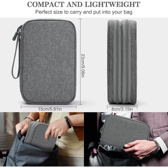 EFFFERTWQL-Electronic Organizer, Large Travel Cable Organizer Bag Pouch Electronic Accessories Carry Case Portable Waterproof Double Layers All-in-One Storage Bag for Cable, Cord, Charger, Phone, Dar