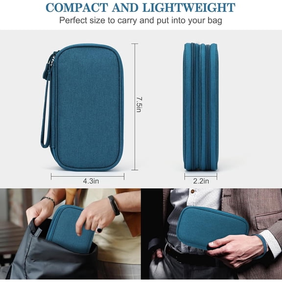 EFFFERTWQL-Electronic Organizer, Travel Cable Organizer All-in-One Storage Bag Pouch Electronic Accessories Carry Case Portable Waterproof Double Layers for Cable, Cord, Charger, Phone, Earphone Gree
