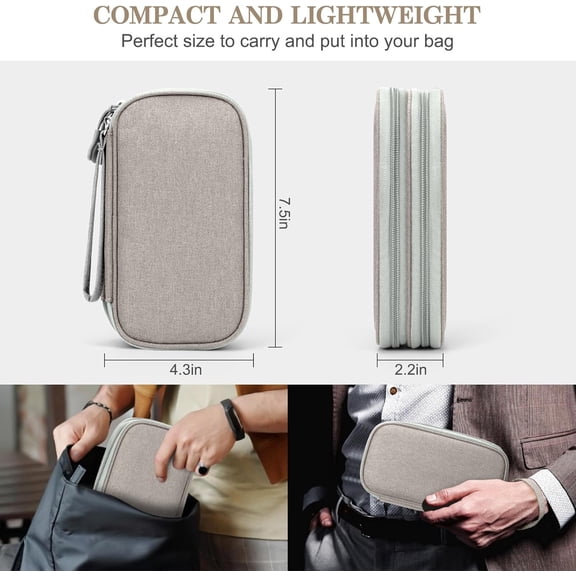 EFFFERTWQL-Electronic Organizer, Travel Cable Organizer Bag Pouch Electronic Accessories Carry Case Portable Waterproof Double Layers All-in-One Storage Bag for Cable, Cord, Charger, Phone, Earphone