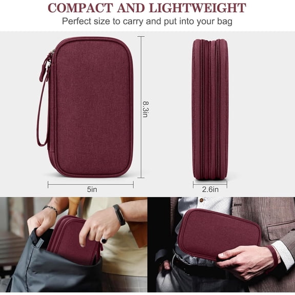 EFFFERTWQL-Electronic Organizer, Travel Cable Organizer Bag Pouch Electronic Accessories Carry Case Portable Waterproof Double Layers Storage Bag for Cable, Charger, Phone, Earphone, Medium Size, Win
