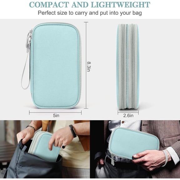 EFFFERTWQL-Electronic Organizer, Travel Cable Organizer Bag Pouch Electronic Accessories Carry Case Portable Waterproof Double Layers Storage Bag for Cable, Charger, Phone, Earphone, Medium Size, Min